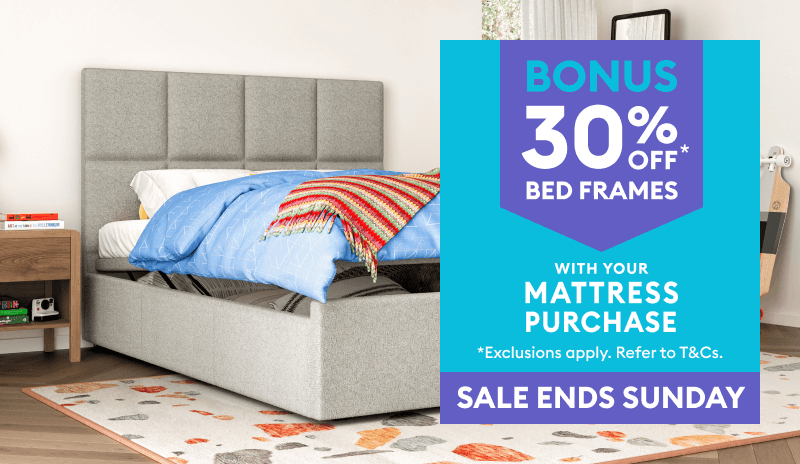 Any Size Mattress & 30% Off Bed Frames - End Sunday | Bedshed