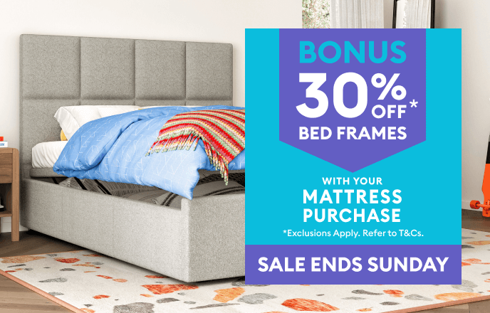 Any Size Mattress & 30% Off Bed Frames - End Sunday | Bedshed