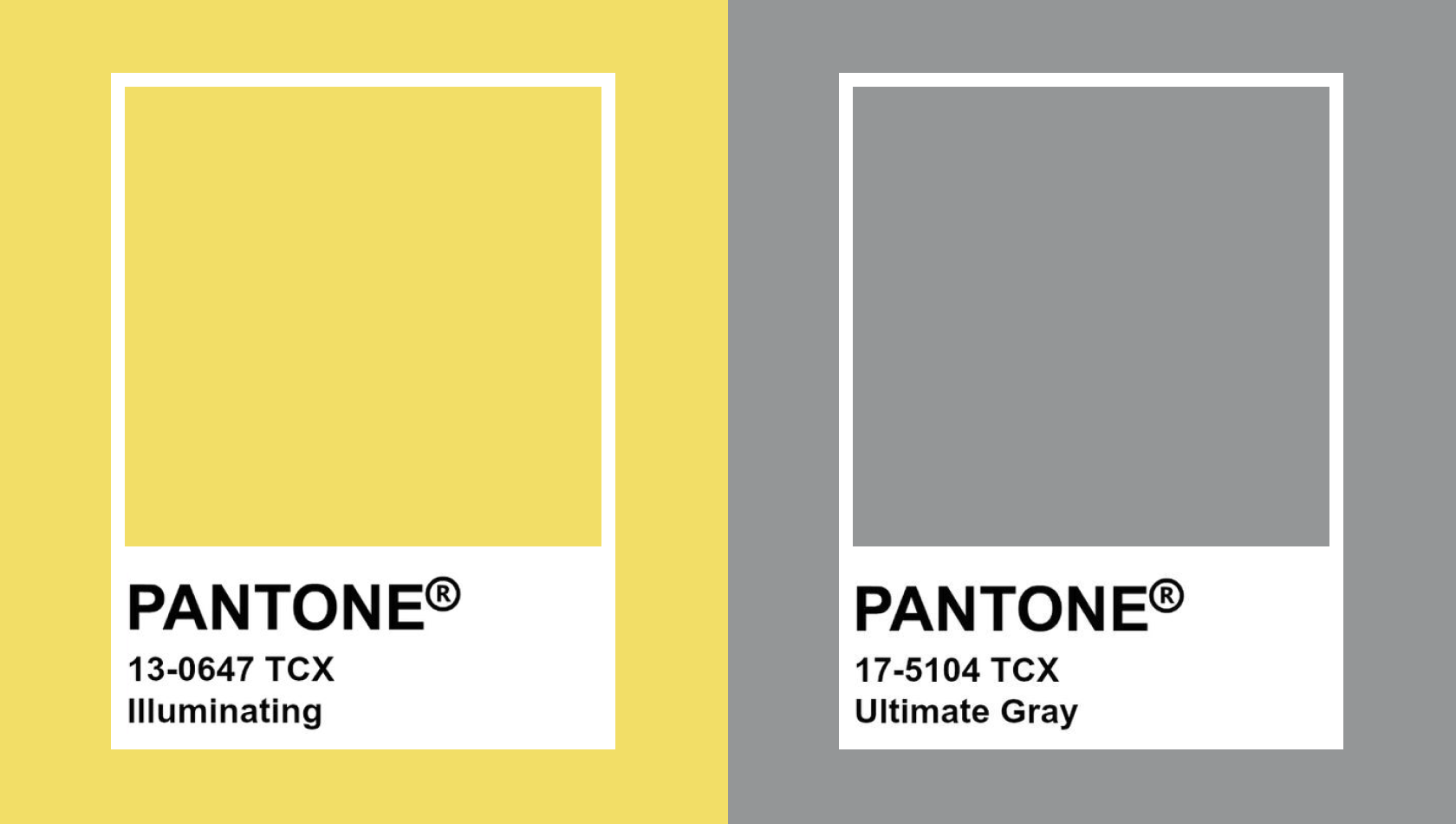 Illuminating (yellow) and Ultimate Gray (pale grey) Pantone