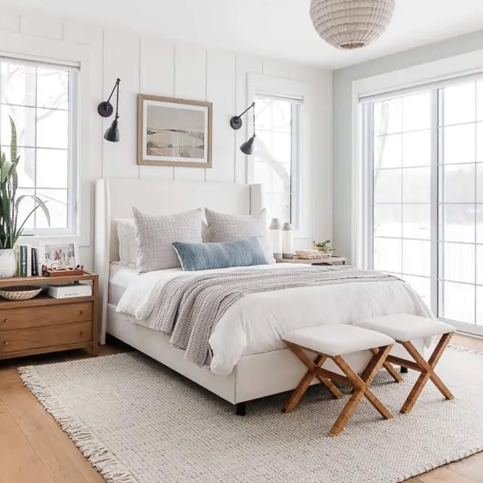 A coastal-themed bedroom