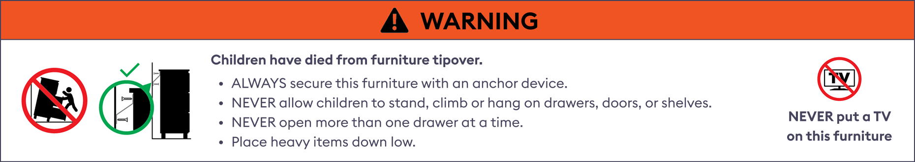 Infographic warning about toppling furniture