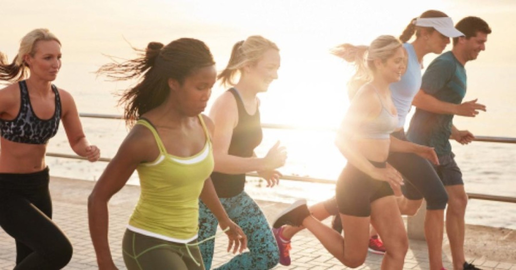 A group of people running