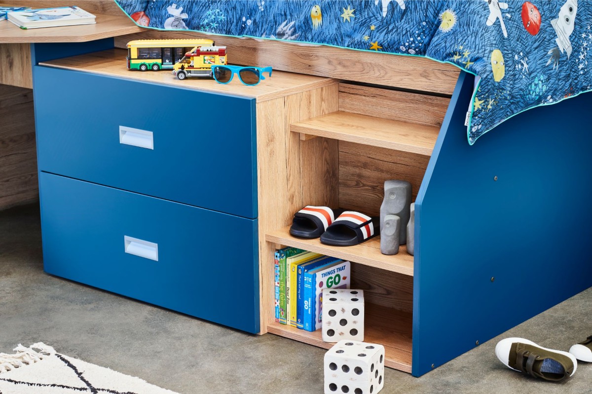 Ashley Blue Single Midi Bunk Bedshed