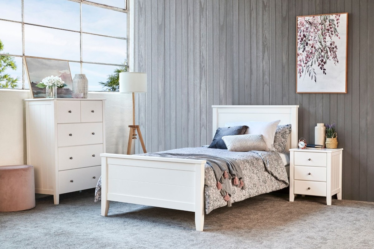 Charlie White Single Bed Frame Bedshed