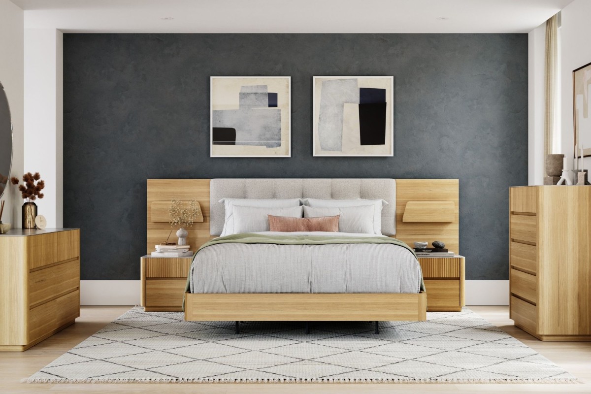 King bed with floating nightstands cheap