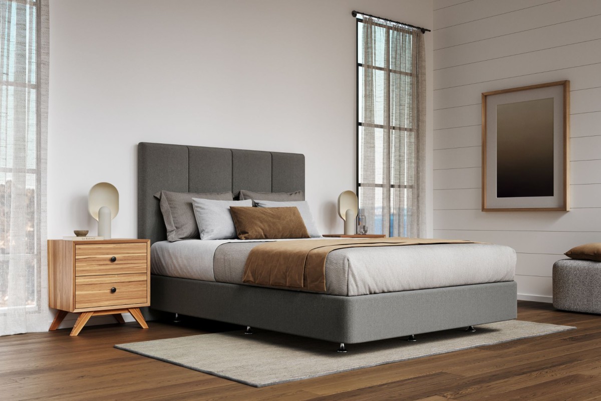 Options Concrete Queen Vertical Panel Headboard and Base Bedshed
