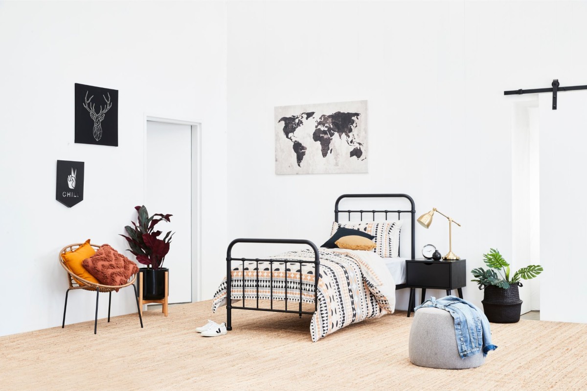 Black metal king single bed frame discount