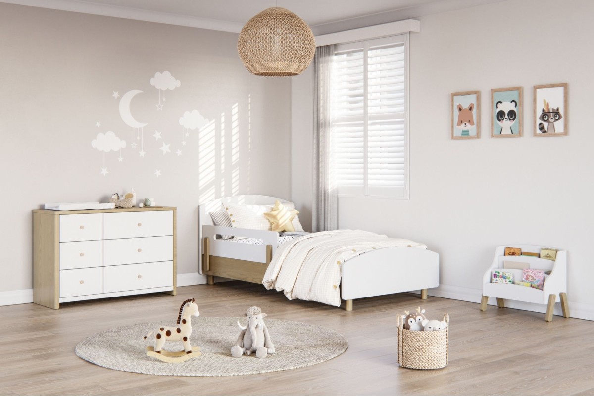 Riley White Single Bed Frame with Two Safety Rails Bedshed