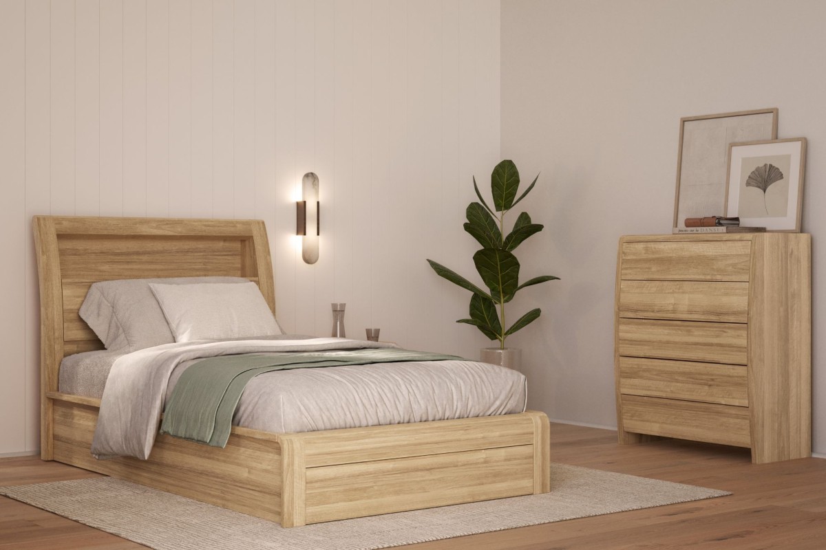 King single oak bed discount