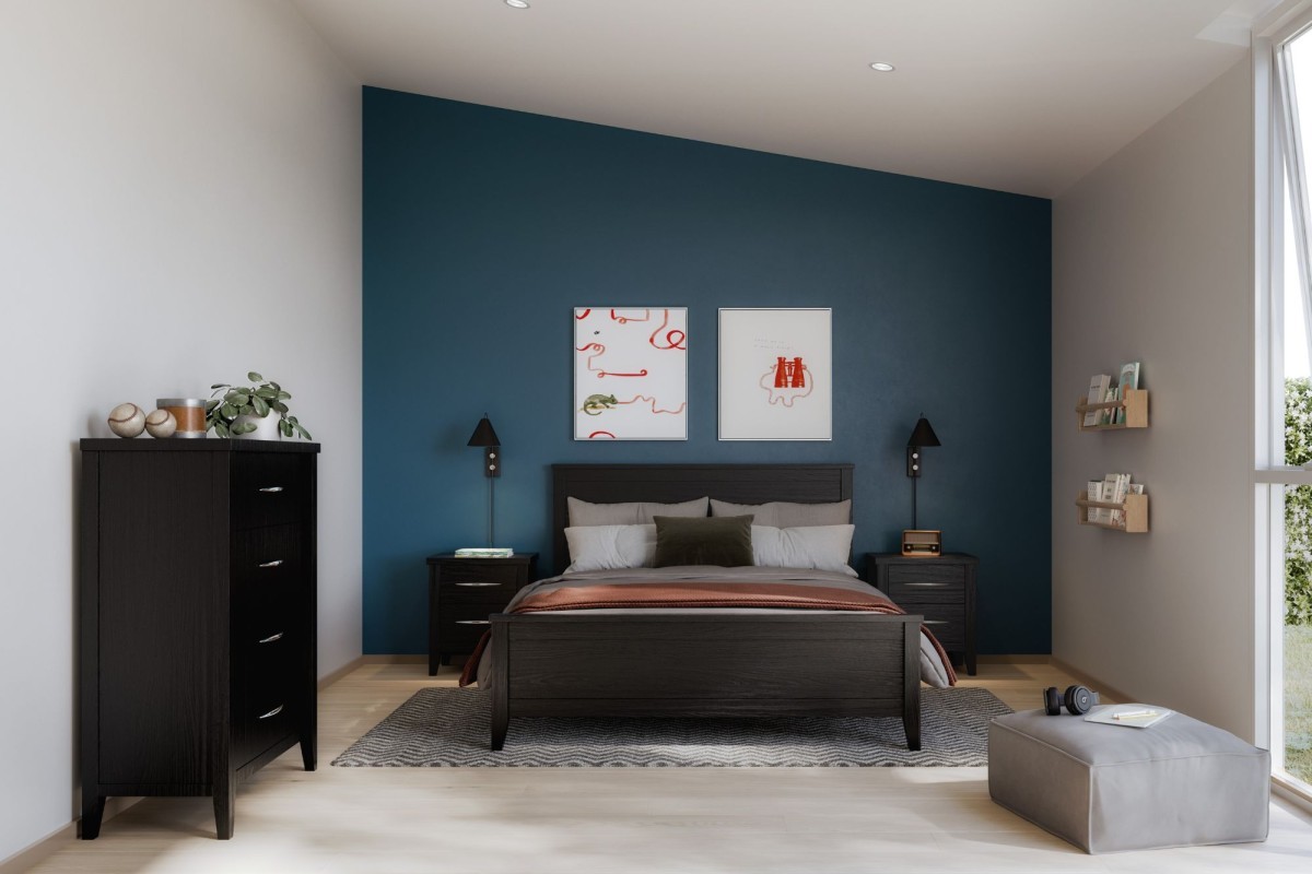 Black store oak bed