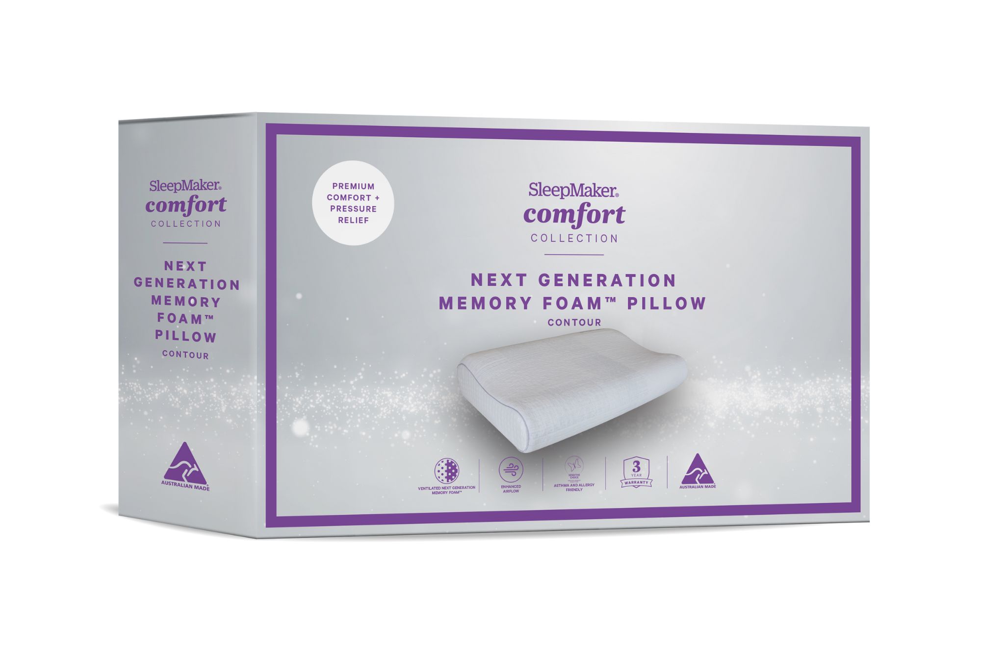SleepMaker Comfort Next Generation Memory Foam Pillow Contour Profile ...
